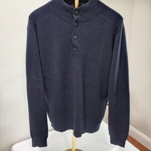 EXPRESS NAVY BLUE 1/2 PRESS STUD BUTTONS HIGH COLLAR KNIT SWEATER MEN XXL